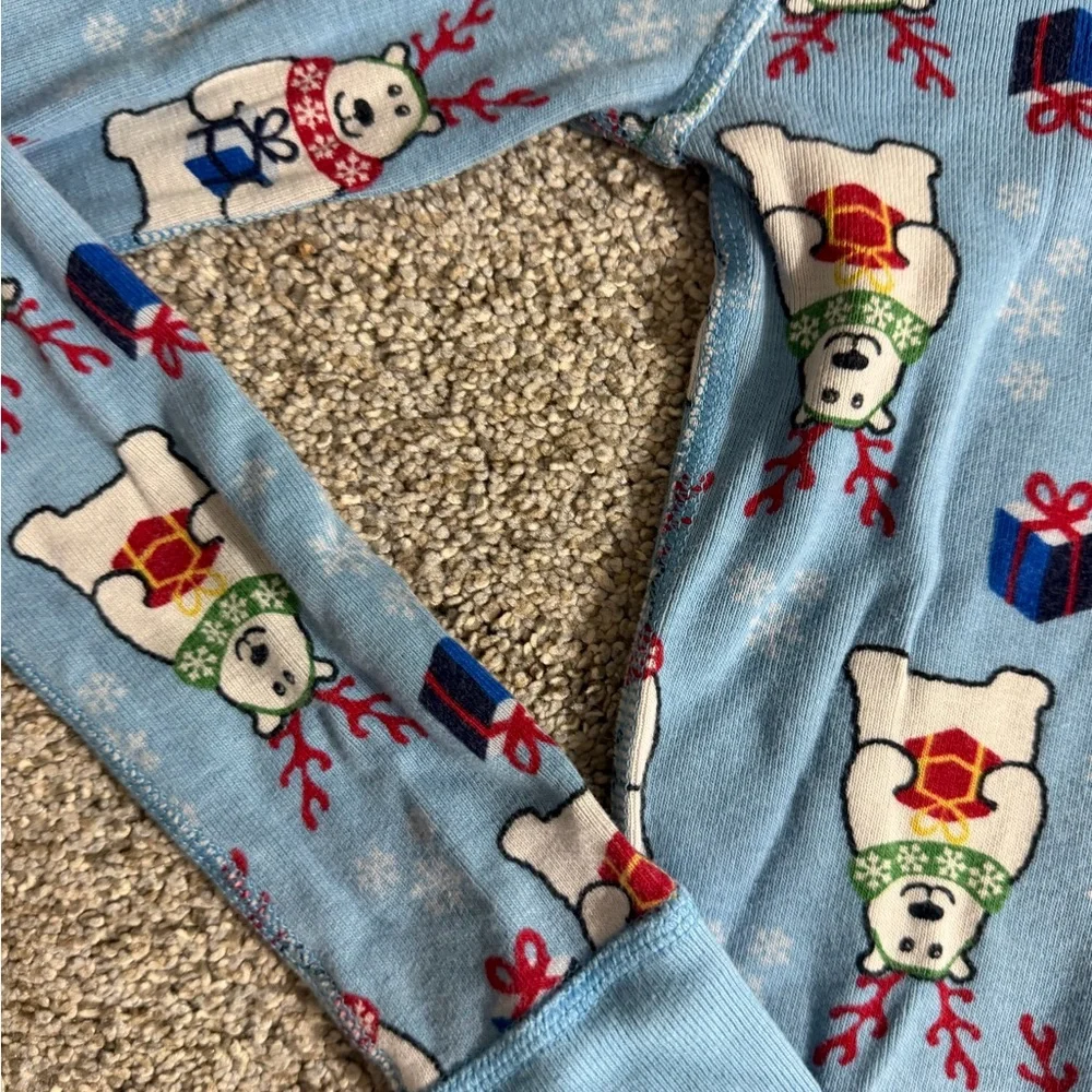 Hanna Andersson Long John Pajamas in Organic Cotton Beary Merry Blue Size 6-7